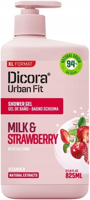 Dicora Urban Fit Sprchový gél Mlieko a Jahoda, 825 ml