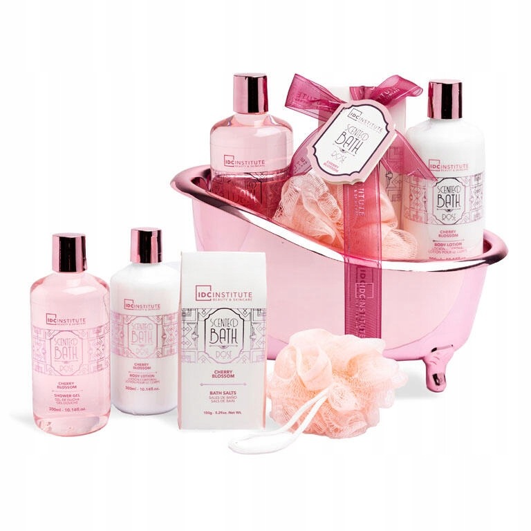 IDC Institute Scented Bath Cherry Blossom darčeková sada vo vaničke, 5 ks