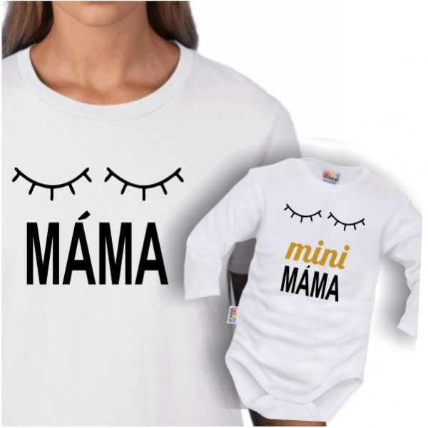 BABY NELLYS SADA MAMA A MINI MAMA TRIČKO A BODY BIELE 1 KS RÔZNE VEĽKOSTI