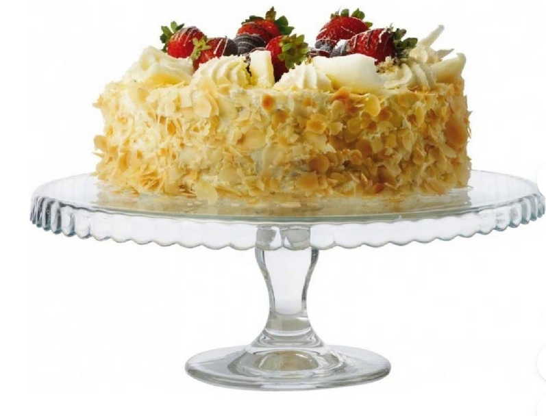 PODNOS NA TORTU SKLENENÝ 32 CM NA STOPKE