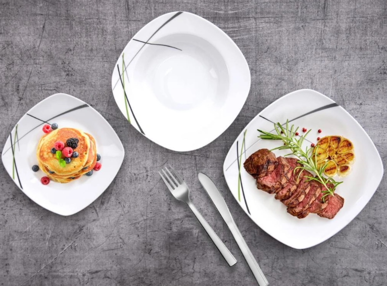 SADA JEDÁLENSKA PORCELÁN GREEN HRANATÁ 18 KS