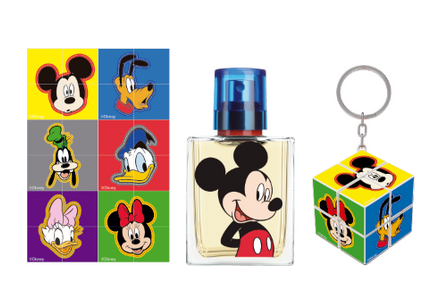 KAZETA DETSKÁ MICKEY TOALTNÁ VODA 30ML + SAMOLEPKY + PRÍVESOK NA KĽÚČE