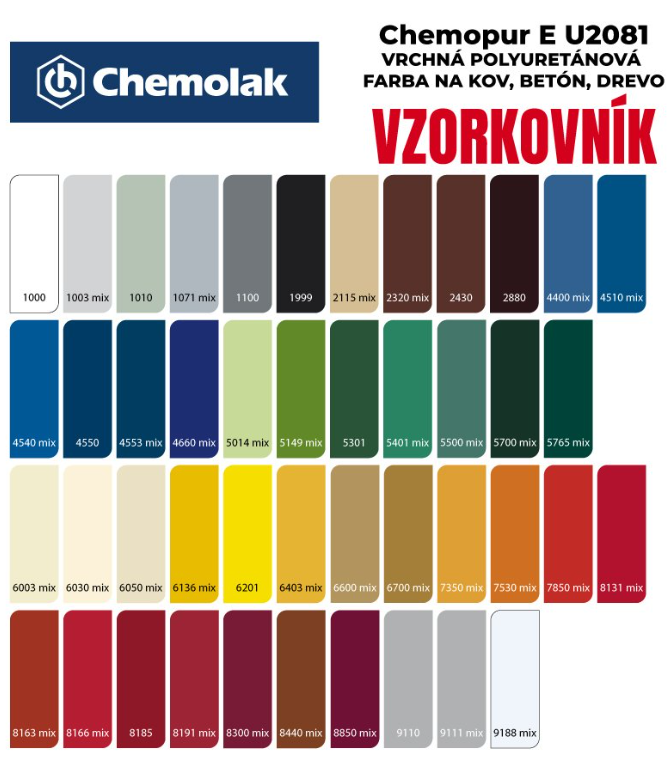 CHEMOLAK CHEMOPUR U2081 5301 ZELENÁ STREDNÁ POLYURETÁNOVÁ VRCHNÁ FARBA 0,8KG