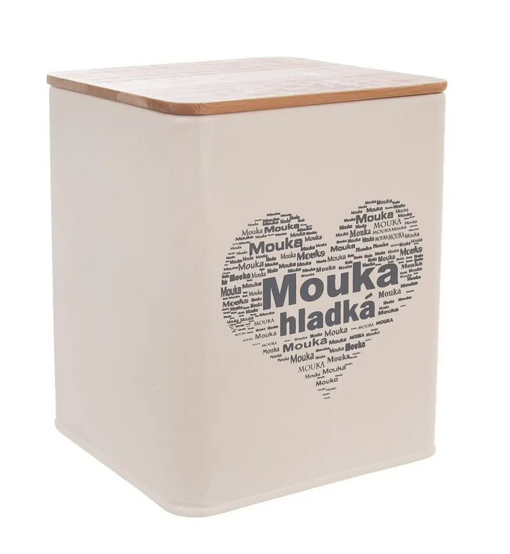 DÓZA PLECH/DREVO 11,5x11,5x14CM MÚKA HLADKÁ SRDCE