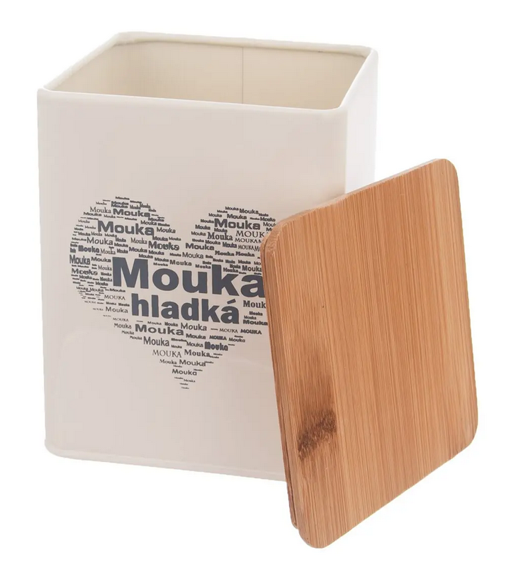 DÓZA PLECH/DREVO 11,5x11,5x14CM MÚKA HLADKÁ SRDCE