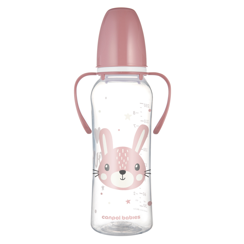 CANPOL FĽAŠA UZKOHRDLÁ S ÚCHYTMI CUTE ANIMAL 250ML 1KS MIX