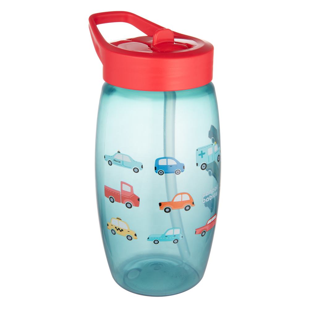 CANPOL FĽAŠA ŠPORT CUP SO SLAMKOU 400ML 1KS MIX