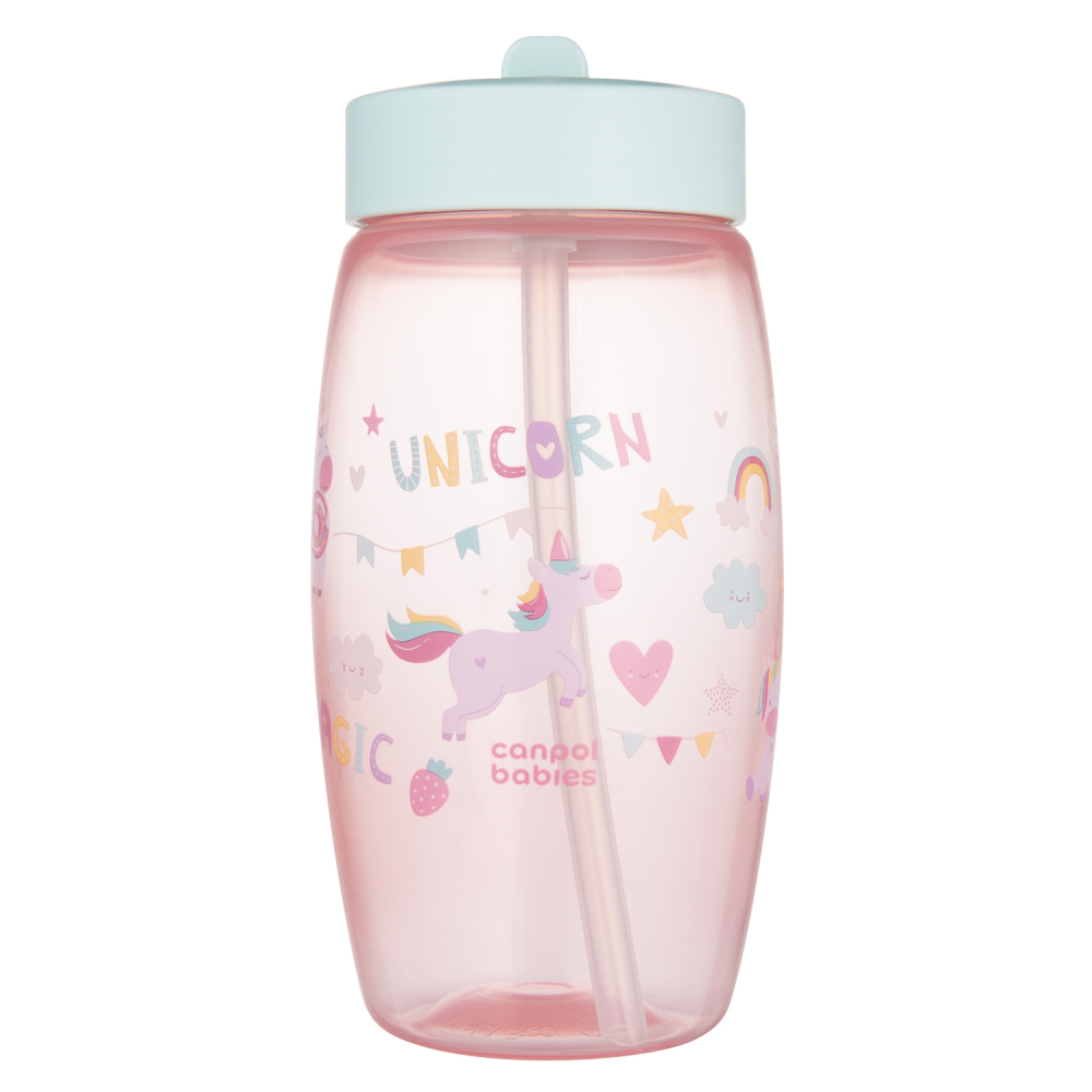 CANPOL FĽAŠA ŠPORT CUP SO SLAMKOU 400ML 1KS MIX