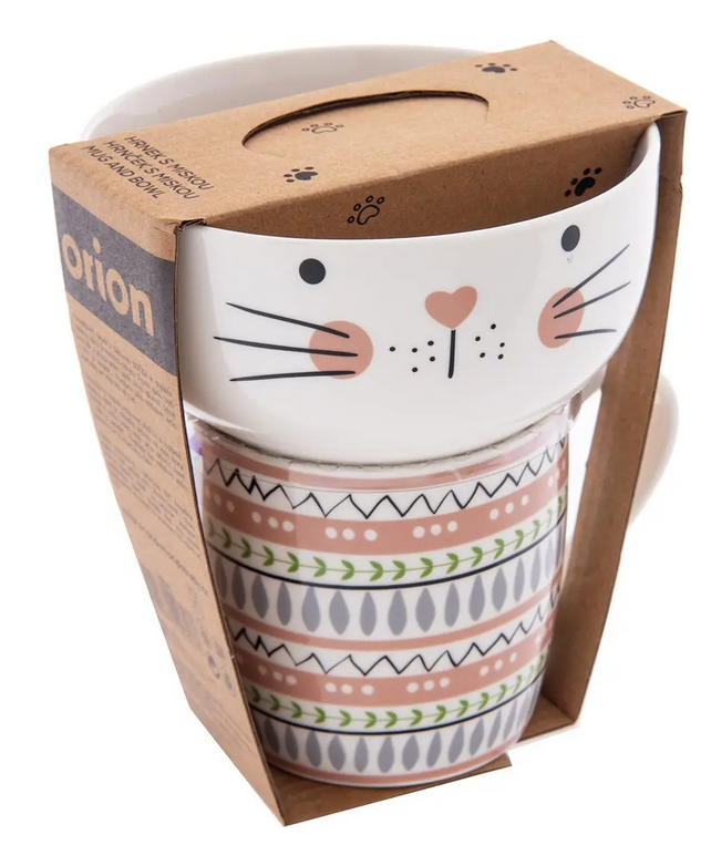 ORION HRNČEK+MISKA PORCELÁNOVÁ MAČKA 0,35L SET