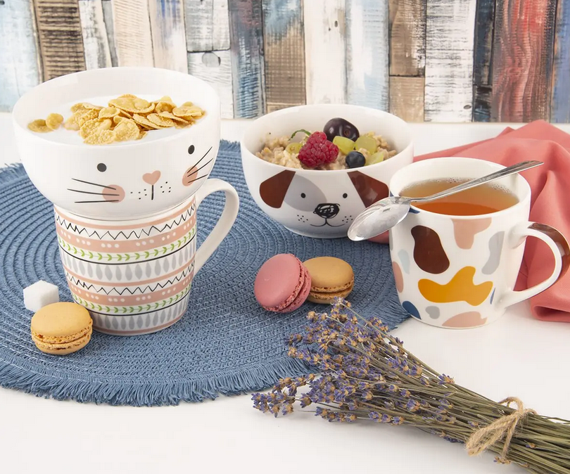 ORION HRNČEK+MISKA PORCELÁNOVÁ MAČKA 0,35L SET