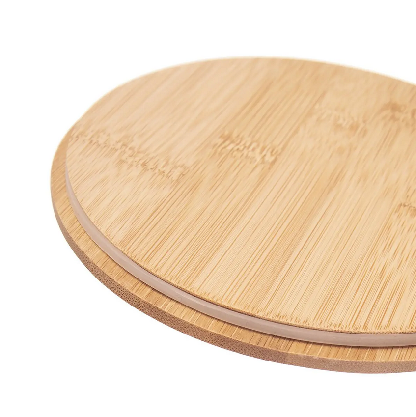 DÓZA PLECH/BAMBUS 9,5x9,5x14CM MÚKA HLADKÁ