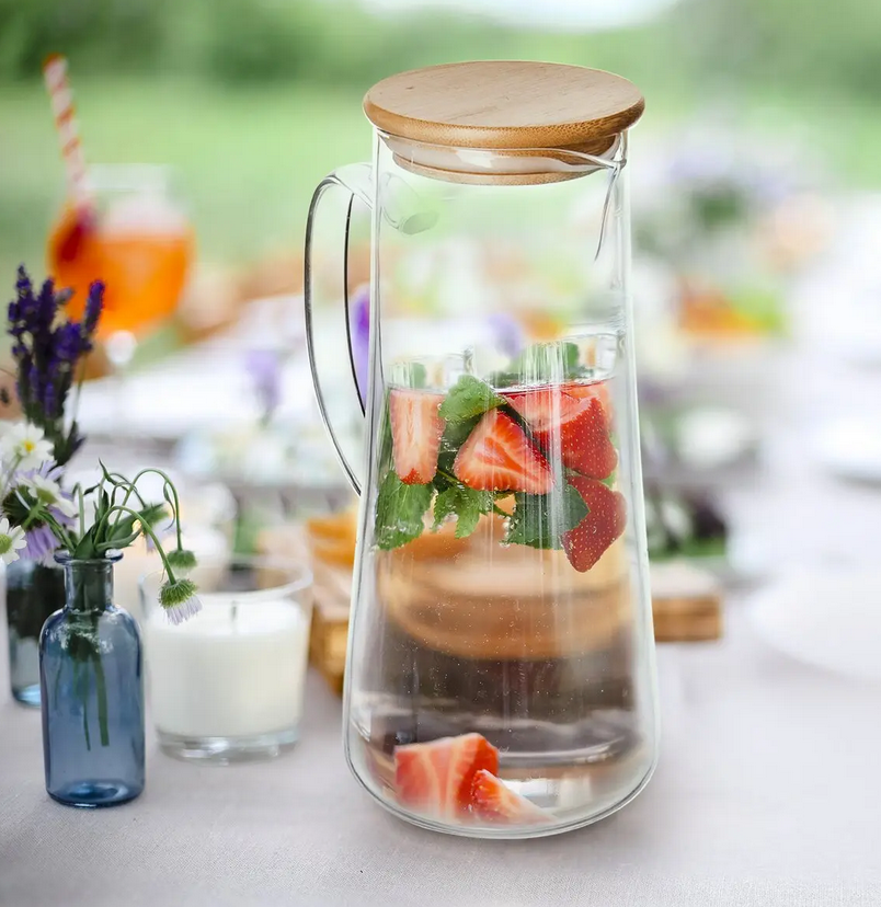 DŽBÁN 1,5L BROROS. SKLO+VIEČKO BAMBUS