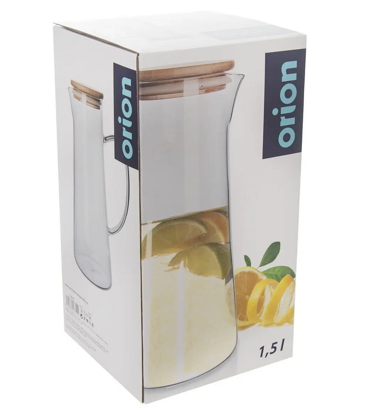 DŽBÁN 1,5L BROROS. SKLO+VIEČKO BAMBUS