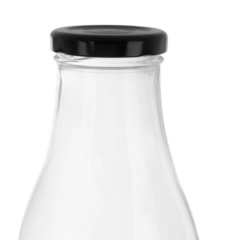 FĽAŠA SKLO/KOV VIEČKO 1L NA MLIEKO