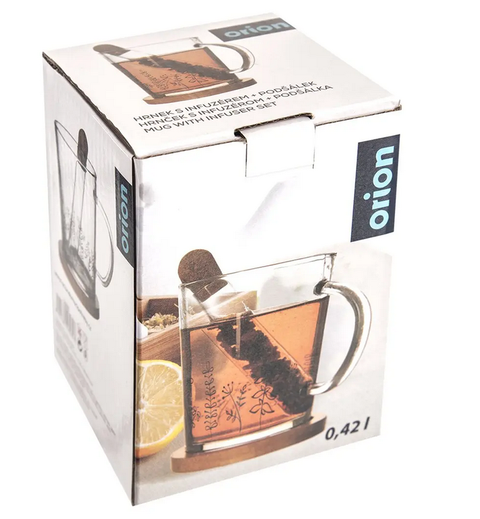 HRNČEK SKLO/BAMBUS PODŠÁLKA + INFUZÉR LUKA 0,42L