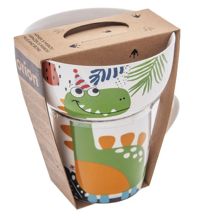 HRNČEK + MISKA PORCELÁN DINO 0,35L SET