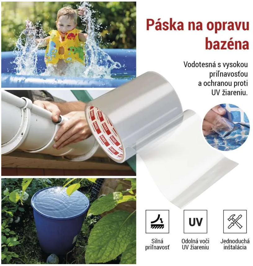 EMOS OPRAVNÁ PÁSKA NA BAZÉNY TRANSPARENTNÁ 1M X 100MM