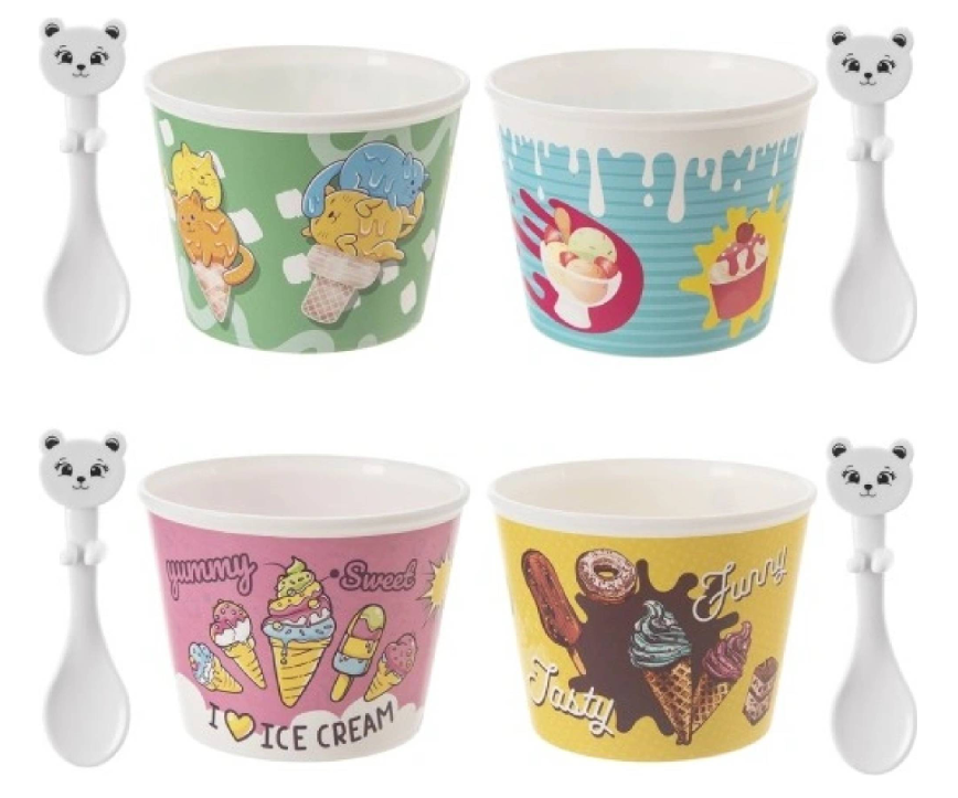 POHÁR+LYŽICA UH ZMRZLINA ICE 0,3L 4 KS MIX