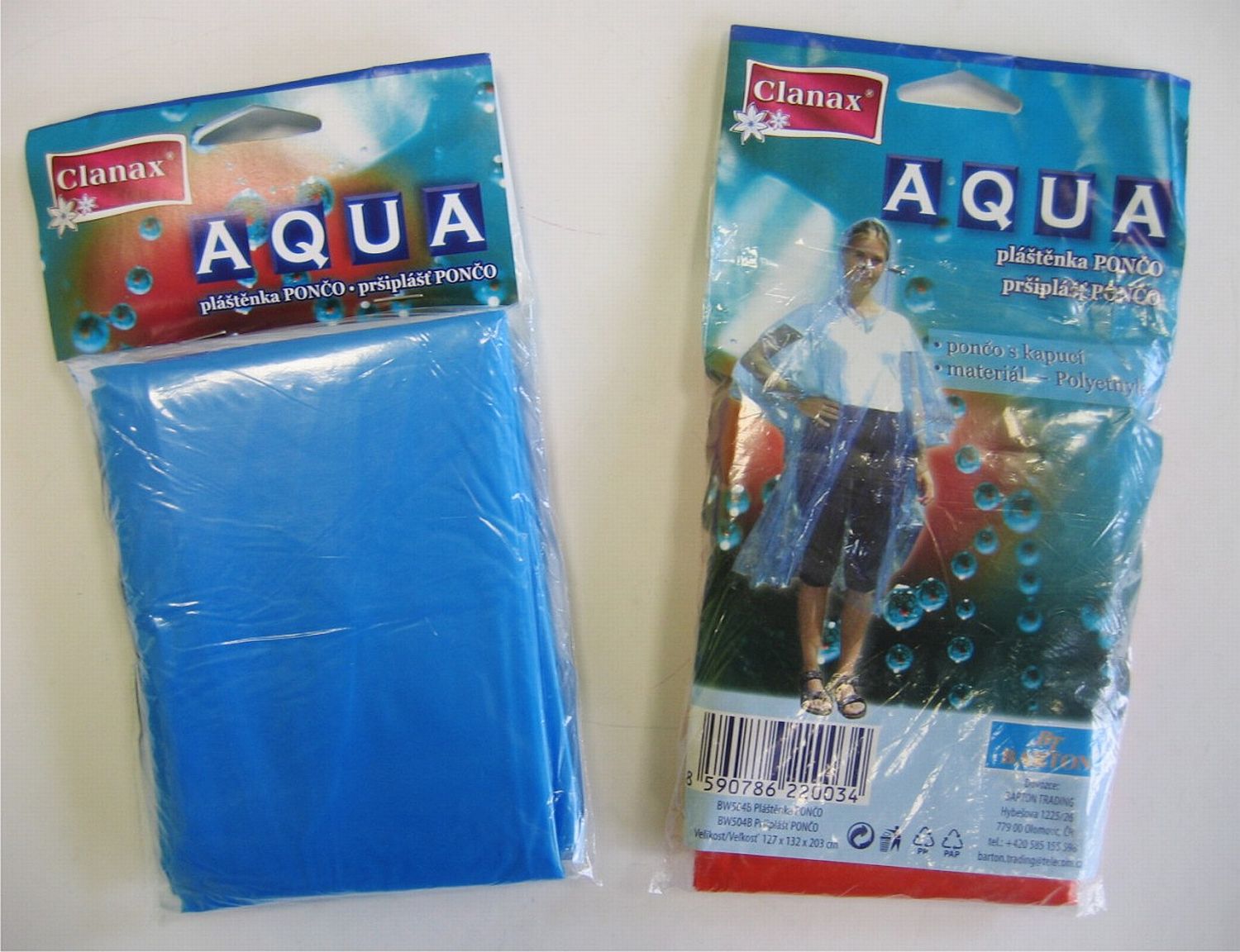 Clanax Aqua Pláštenka Pončo s kapucňou, modrá